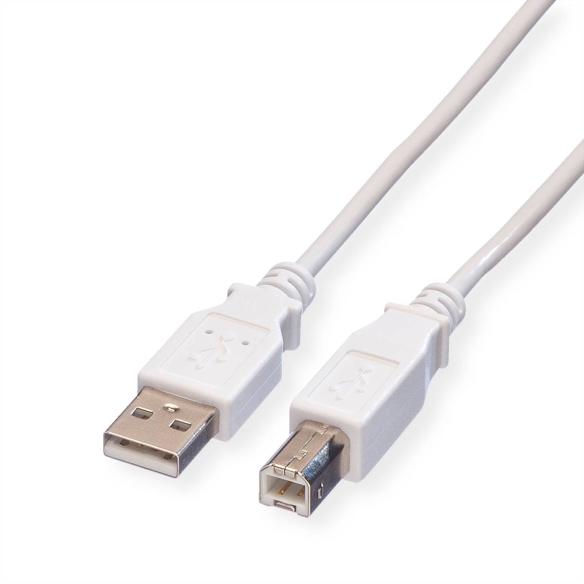 VALUE USB 2.0 Kabel, Typ A-B, weiß, 0,8 m Kabel USB & Lightning