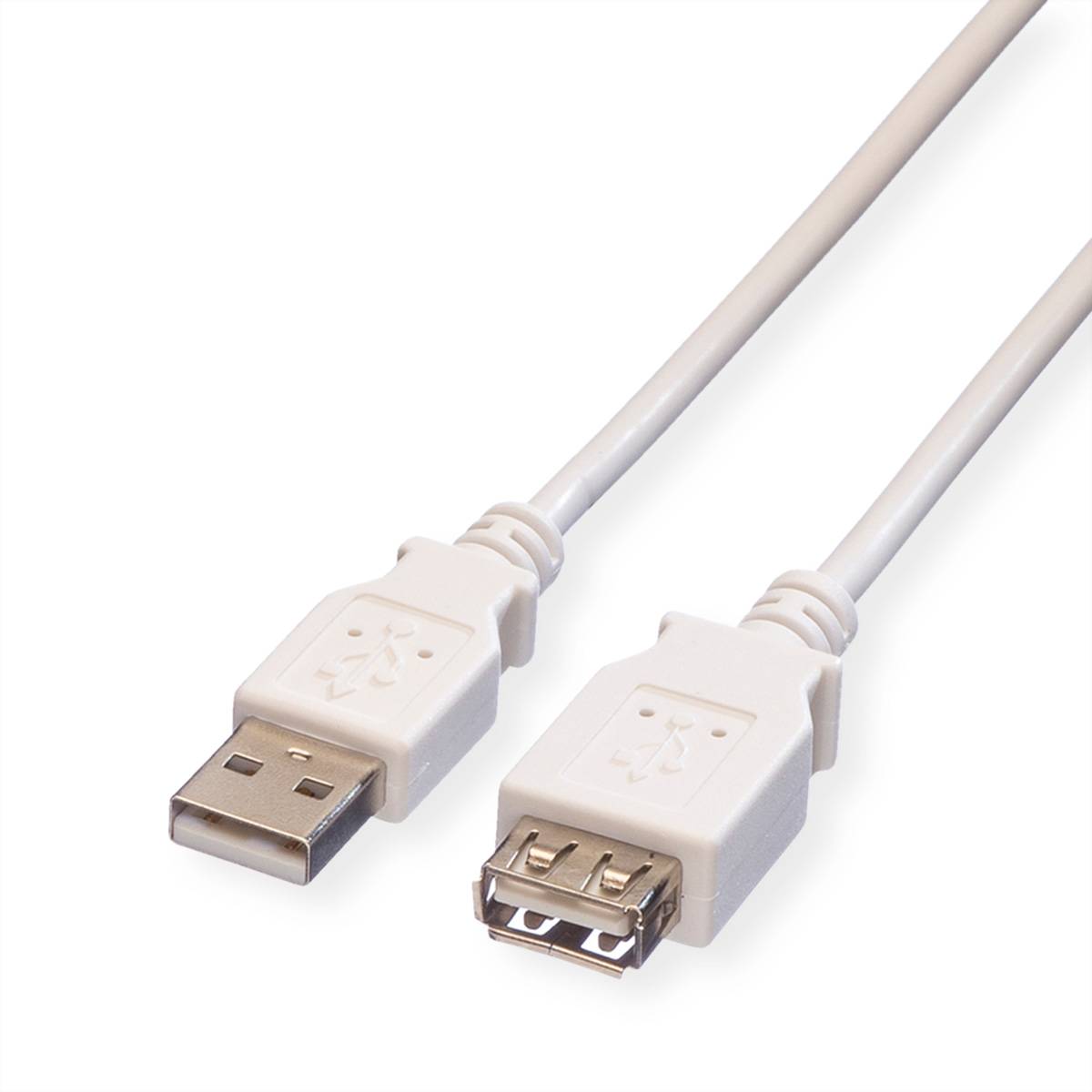 VALUE USB 2.0 Verlängerungskabel, Typ A-A, ST/BU, weiß, 0,8 m Kabel USB & Lightning