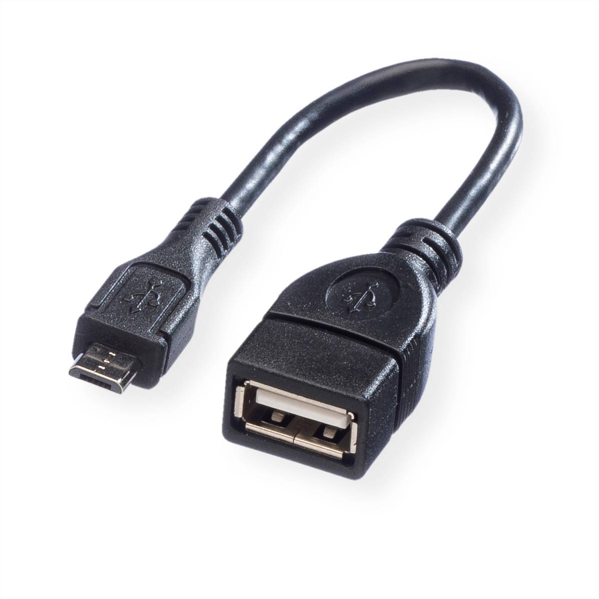 VALUE USB 2.0 Kabel, USB 2.0 Typ Micro B - Typ A BU, OTG, 0,15 m Kabel USB & Lightning