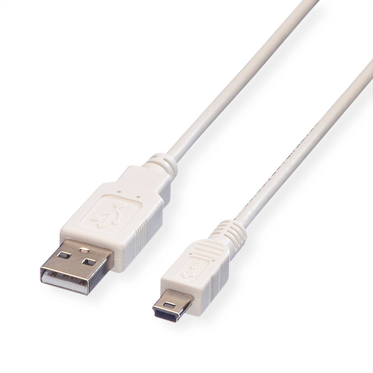 VALUE USB 2.0 Kabel, Typ A - 5-Pin Mini, weiß, 0,8 m Kabel USB & Lightning