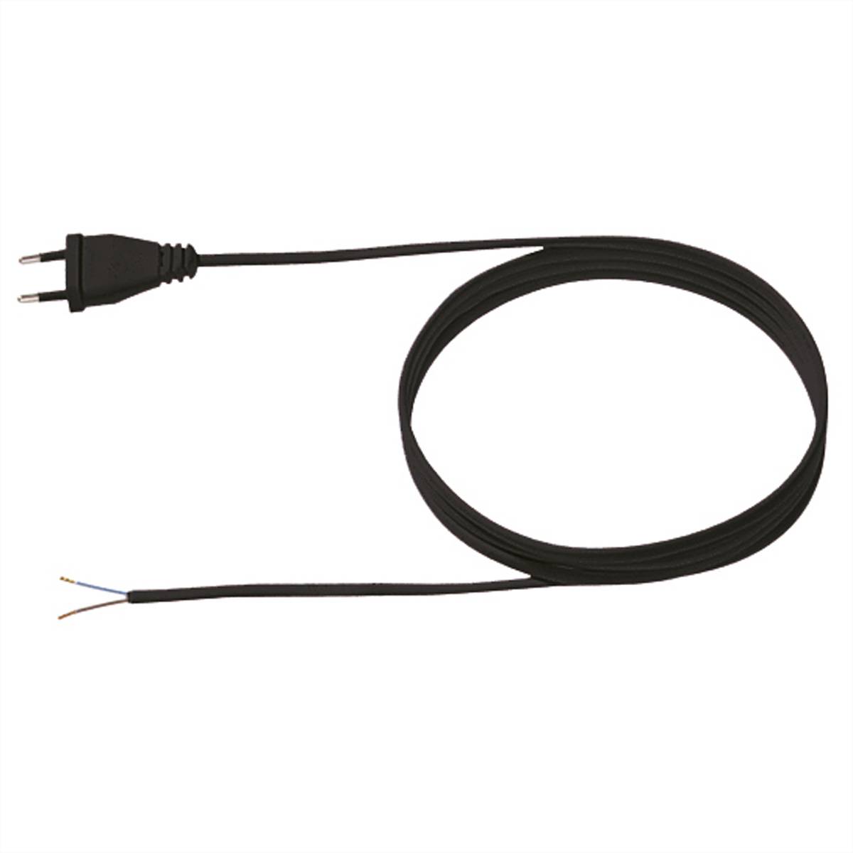 BACHMANN Zuleitung 2x0,75 2m schwarz, H03VVH2-F Eurostecker unverpackt Stromversorgung Stromkabel