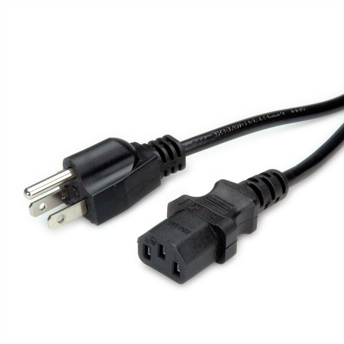 VALUE Netzkabel NEMA-5 auf C13 für USA, schwarz, 1,8 m Kabel Stromkabel