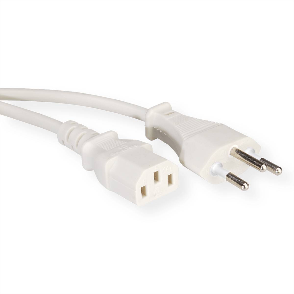 VALUE Netzkabel T12 auf C13, weiß, 1,8 m Stromkabel