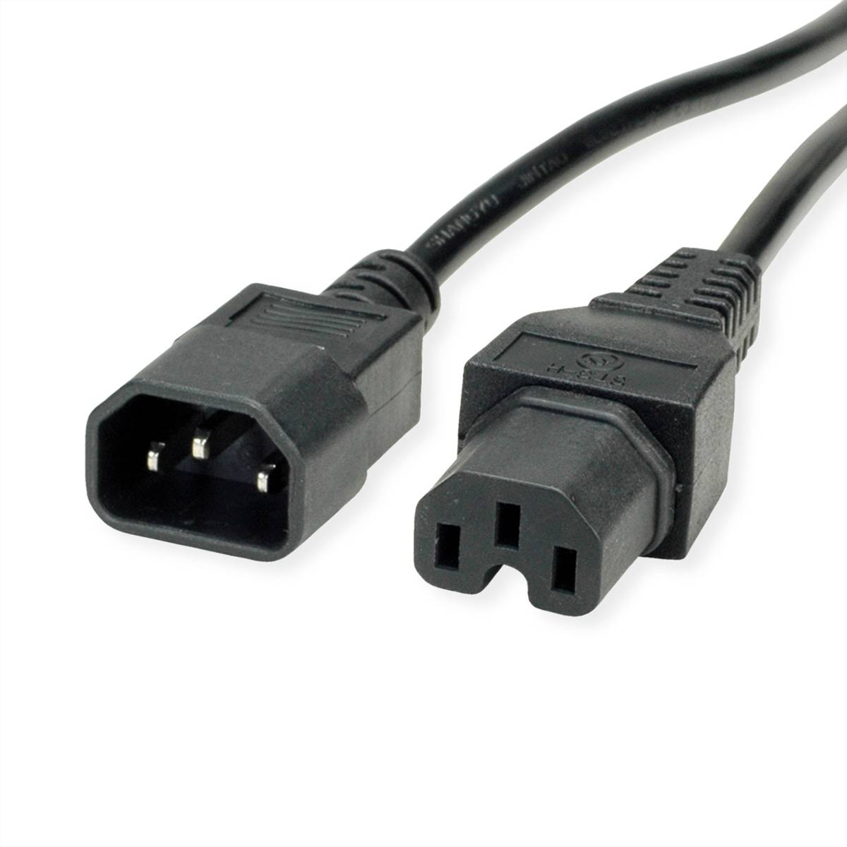 VALUE Netzkabel IEC320/C14 Stecker - C15 Buchse, H05RN-F, schwarz, 0,5 m Stromkabel Anschlusskabel