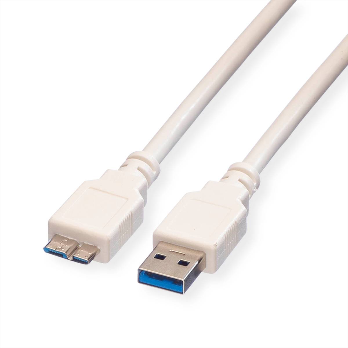 VALUE USB 3.2 Gen 1 Kabel, A ST - Micro B ST, weiß, 2 m Kabel USB & Lightning