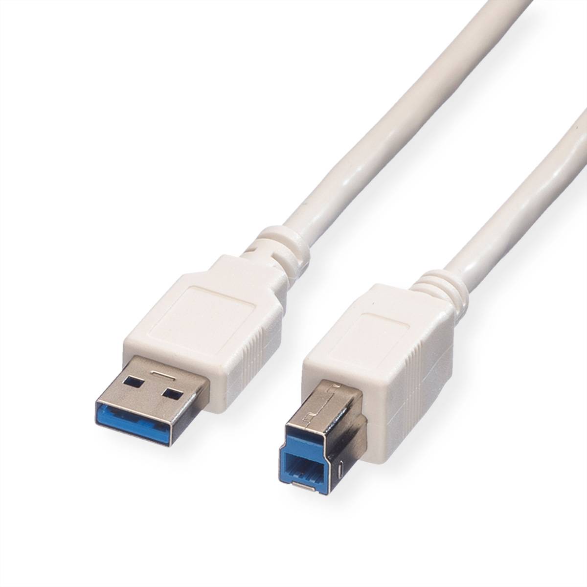 VALUE USB 3.2 Gen 1 Kabel, Typ A-B, weiß, 0,8 m Kabel USB & Lightning