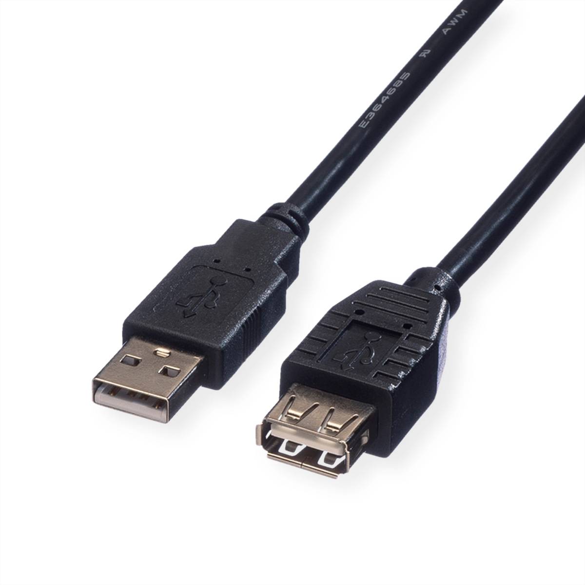 ROLINE USB 2.0 Kabel, Typ A-A, ST/BU, schwarz, 0,8 m Kabel USB & Lightning