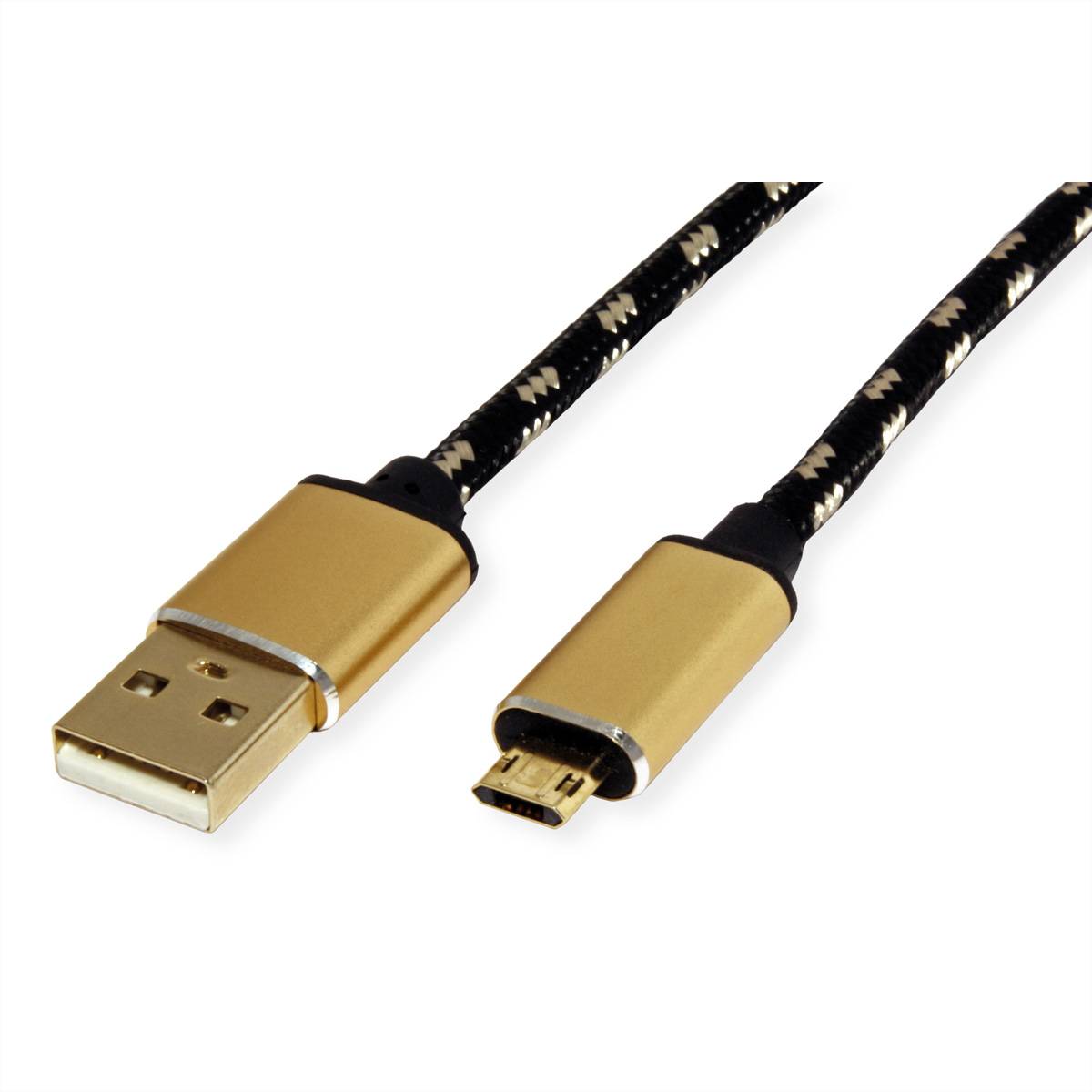 ROLINE GOLD USB 2.0 Kabel, Typ A ST - Micro B ST (reversibel), 1,8 m Kabel USB & Lightning