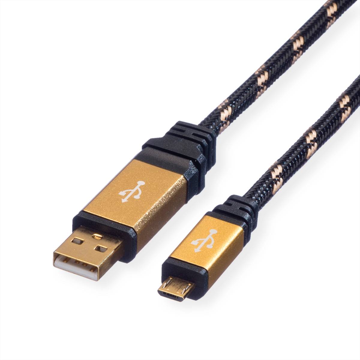 ROLINE GOLD USB 2.0 Kabel, Typ A ST - Micro B ST, 0,8 m Kabel USB & Lightning