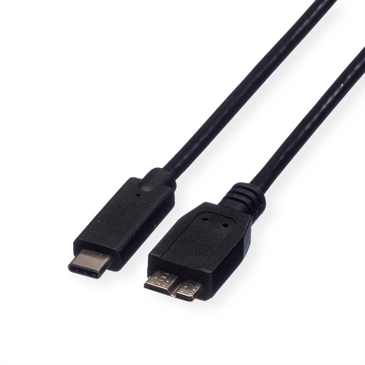 ROLINE USB 3.2 Gen 1 Kabel, C-Micro B, ST/ST, schwarz, 0,5 m Kabel USB & Lightning