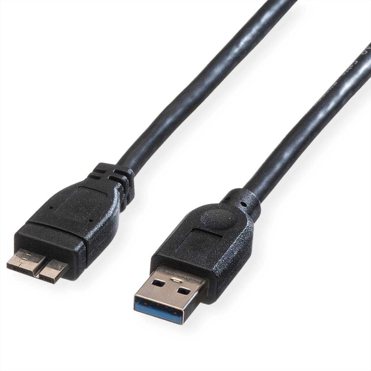 ROLINE USB 3.2 Gen 1 Kabel, A ST - Micro A ST, schwarz, 0,8 m Kabel USB & Lightning