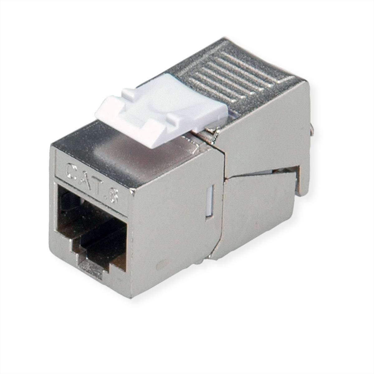 ROLINE Cat.6 (Class E) Keystone, geschirmt, werkzeuglos, SLIM, silberfarben Netzwerk-Infrastruktur &