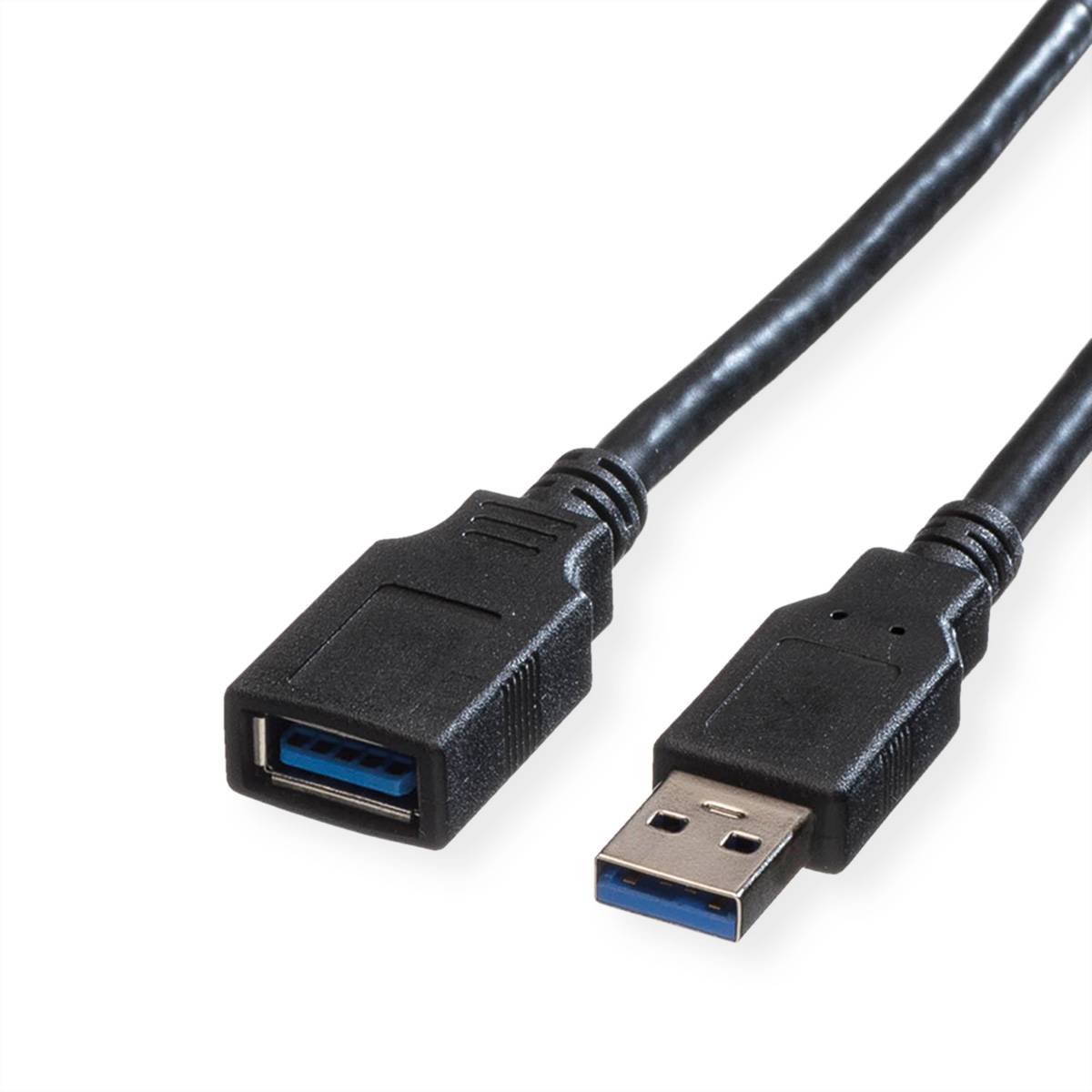 ROLINE USB 3.2 Gen 1 Verlängerungskabel, Typ A-A, ST/BU, schwarz, 1,8 m Kabel USB & Lightning