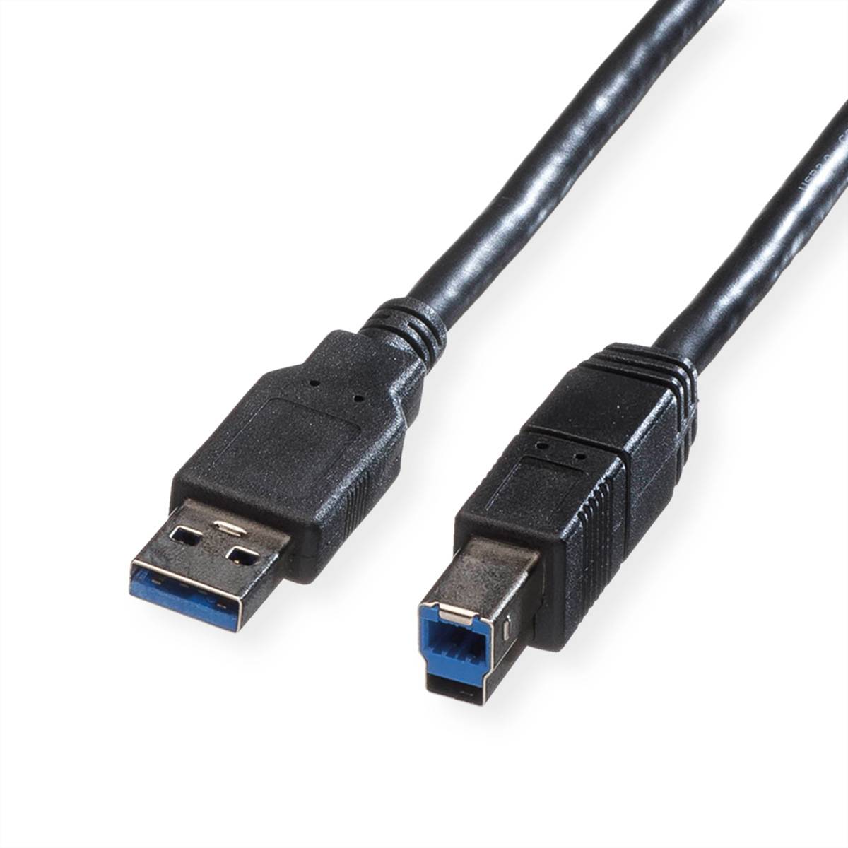 ROLINE USB 3.2 Gen 1 Kabel, Typ A-B, schwarz, 1,8 m Kabel USB & Lightning