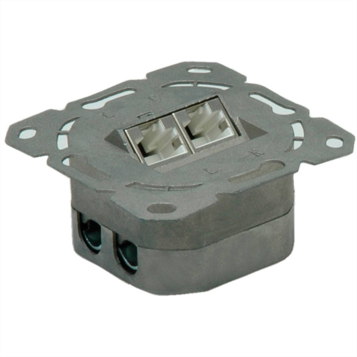 VALUE Cat.6A (Class EA) Dose, 2x STP, Unterputz, waagerecht, weiss Netzwerk-Infrastruktur