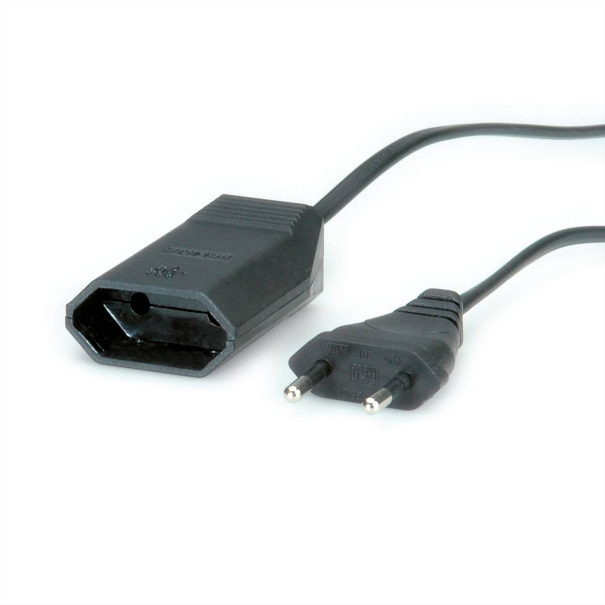 BACHMANN Euro-Verlängerung 230V/2,5A, schwarz, 3 m Kabel Stromkabel extern