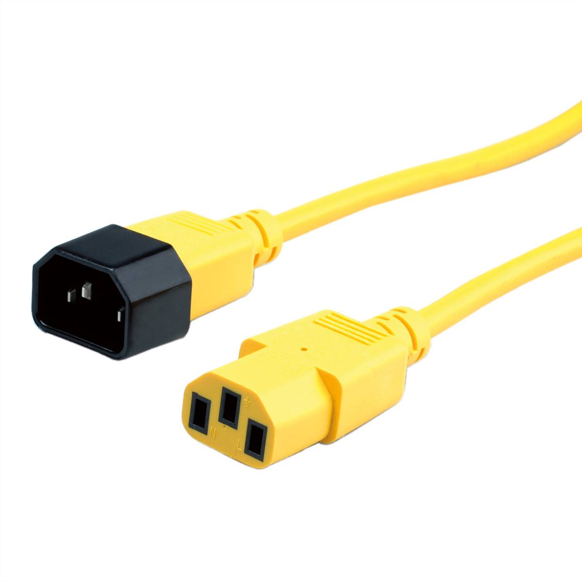ROLINE Apparate-Verbindungskabel, IEC 320 C14 - C13, gelb, 3 m Kabel Stromkabel extern