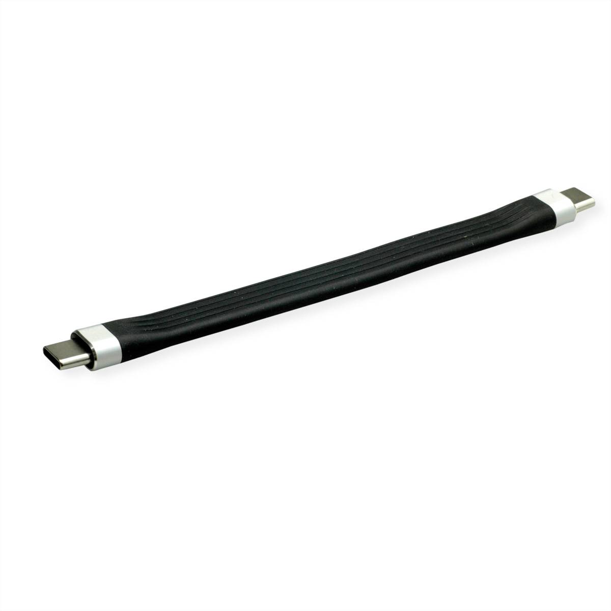 ROLINE USB 3.2 Gen 2 Silikonkabel, Emark, USB C-C, ST/ST, 8K UHD, 10Gbit/s, 60W, schwarz, 11 cm USB