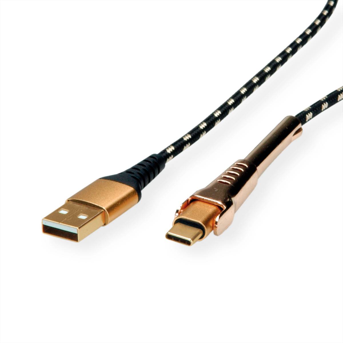 ROLINE GOLD USB 2.0 Sync- &amp, Ladekabel, USB-A/USB-C, Stütze, 1 m Kabel USB & Lightning