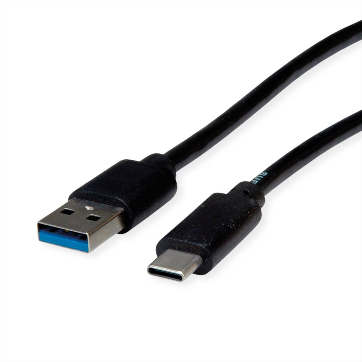ROLINE RM USB 3.2 Gen 1 Kabel, USB A-C, ST/ST, schwarz, 1 m Kabel USB & Lightning