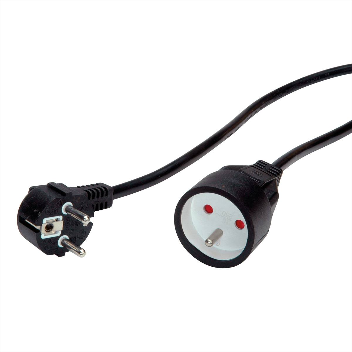 VALUE Schutzkontakt-Verlängerungskabel, 230VAC, UTE Version, schwarz, 5 m Stromkabel