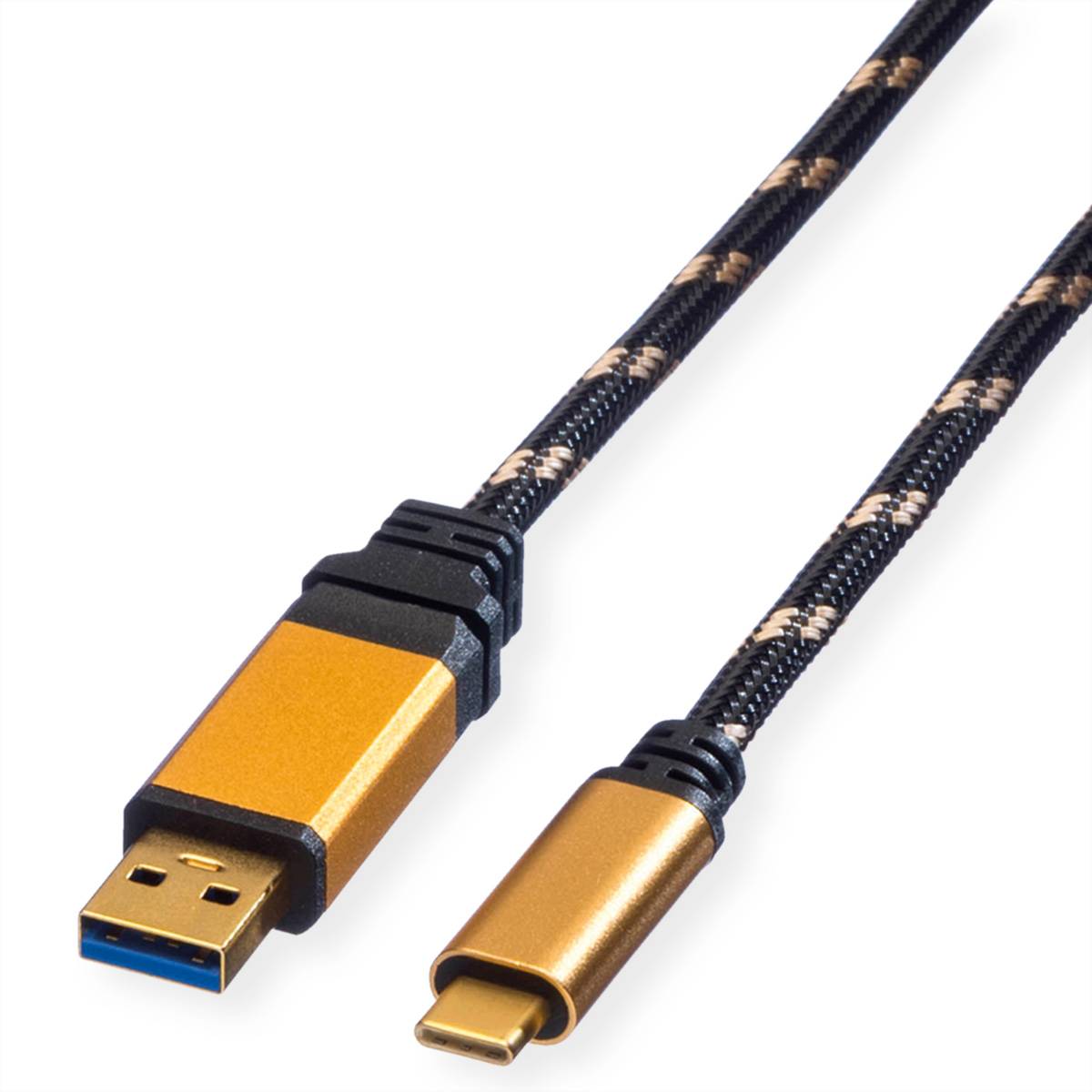 ROLINE GOLD USB 3.2 Gen 1 Kabel, USB A-C, ST/ST, 1 m Kabel USB & Lightning