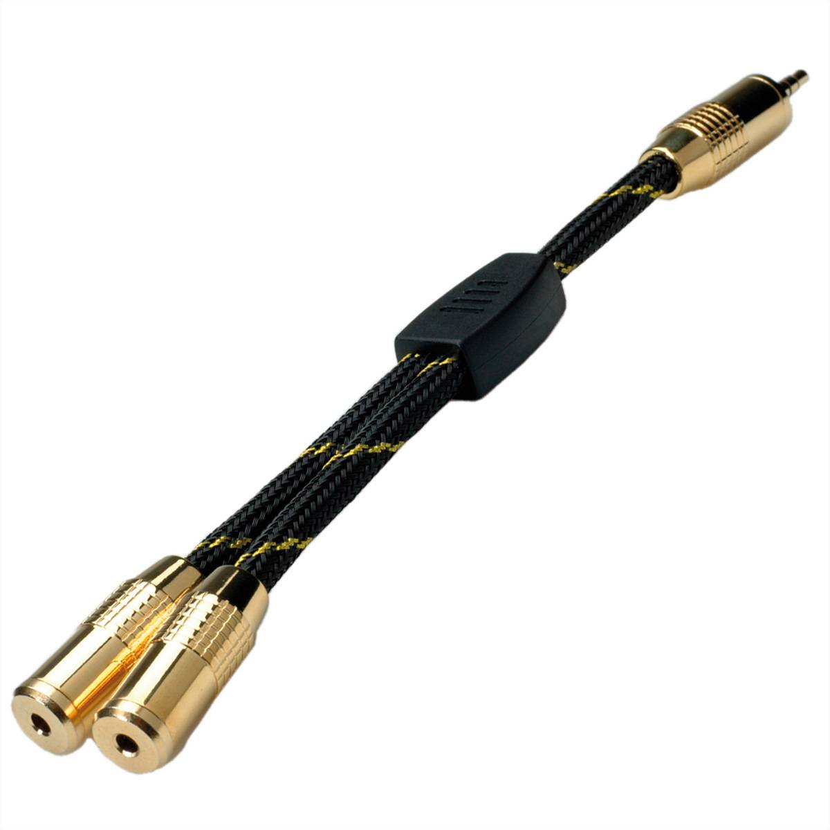 ROLINE GOLD 3,5mm Adapterkabel (1x ST, 2x BU), 0,15m Adapter / Konverter