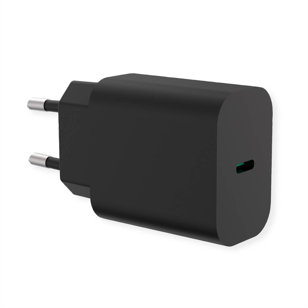 VALUE USB Charger mit Euro-Stecker, 1 Port Typ-C (PD), 25W Spannungswandler USB Ladegerät