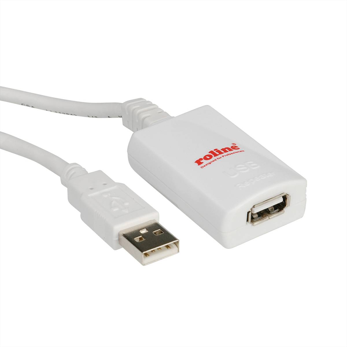 ROLINE USB 2.0 Verlängerung, weiß, 5 m Adapter, Terminatoren, Konverter USB 2.0