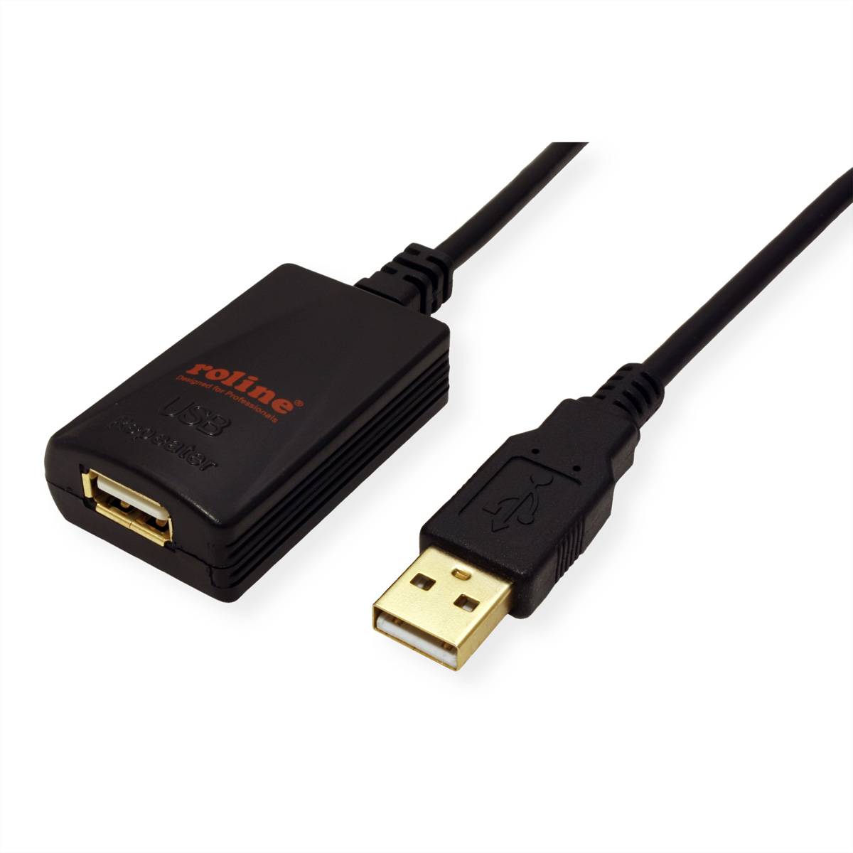 ROLINE USB 2.0 Verlängerung, schwarz, 5 m Adapter, Terminatoren, Konverter USB 2.0