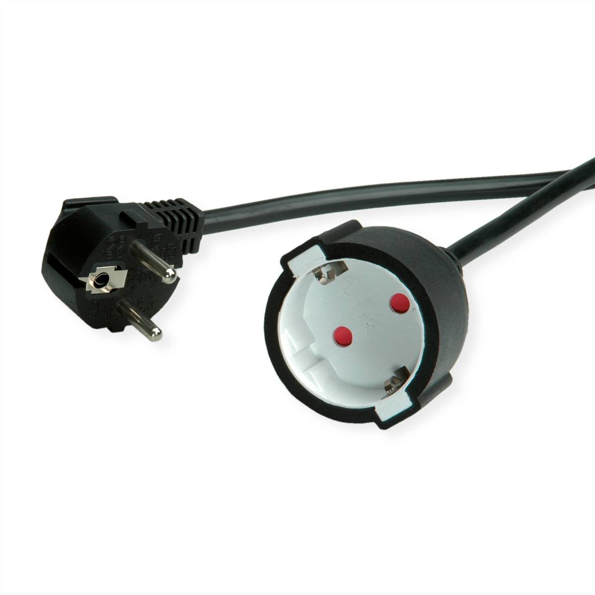 VALUE Schutzkontakt-Verlängerungskabel, 230VAC, schwarz, 3 m Stromkabel Verlängerungskabel