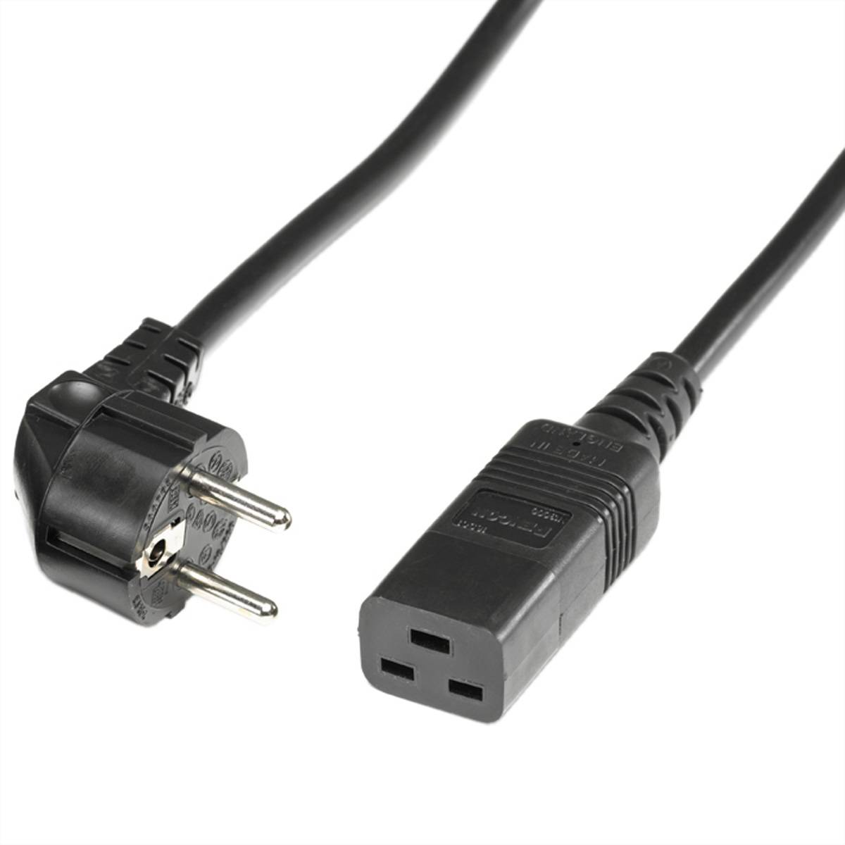 BACHMANN Netzkabel Schutzkontakt - IEC320-C19 16A/250V, schwarz, 0,5 m Stromkabel Anschlusskabel