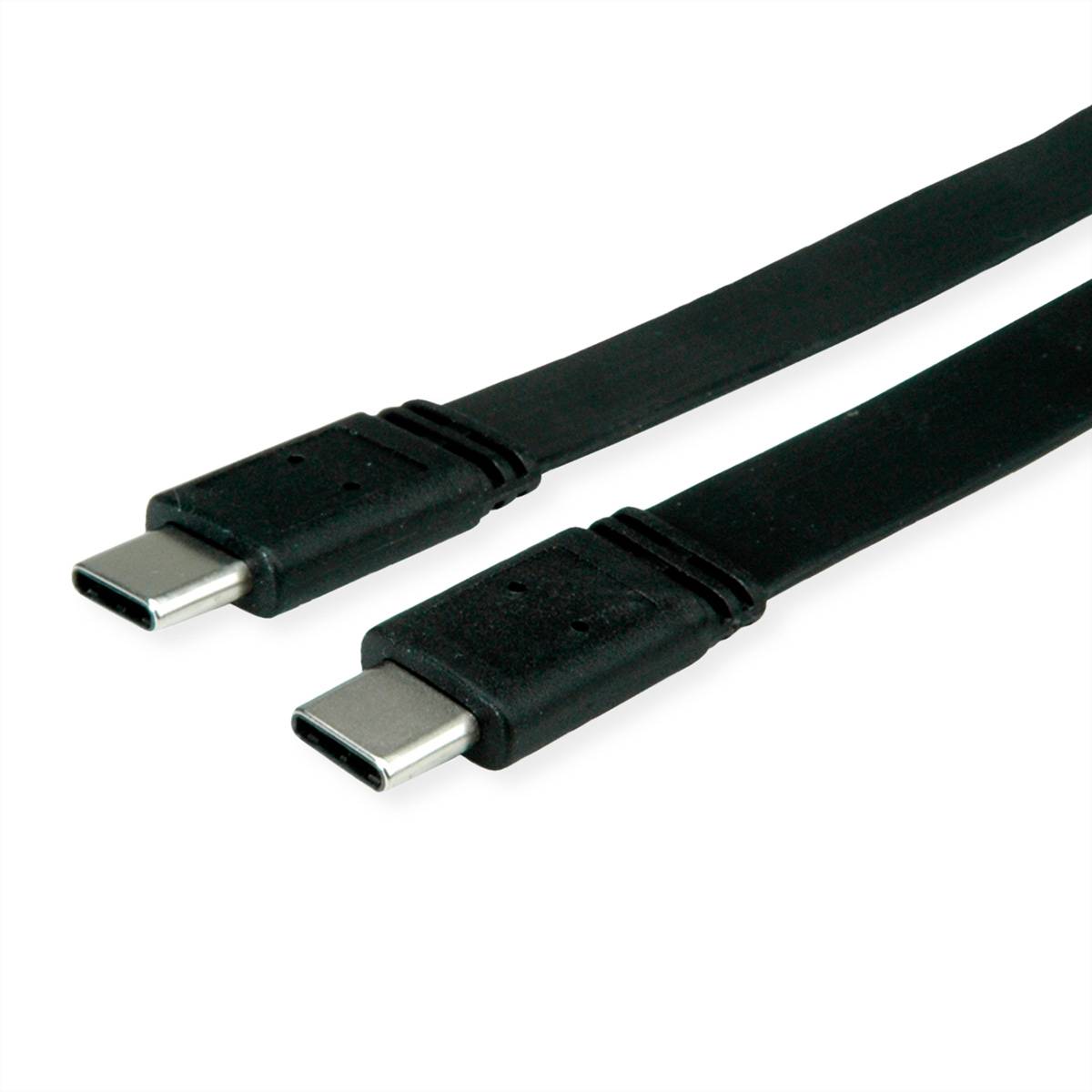 VALUE USB4 Gen 3 Kabel, C-C, ST/ST, 8K UHD-2, 40Gbit/s, Emark, 100W, extra-flach, schwarz, 0,5 m USB