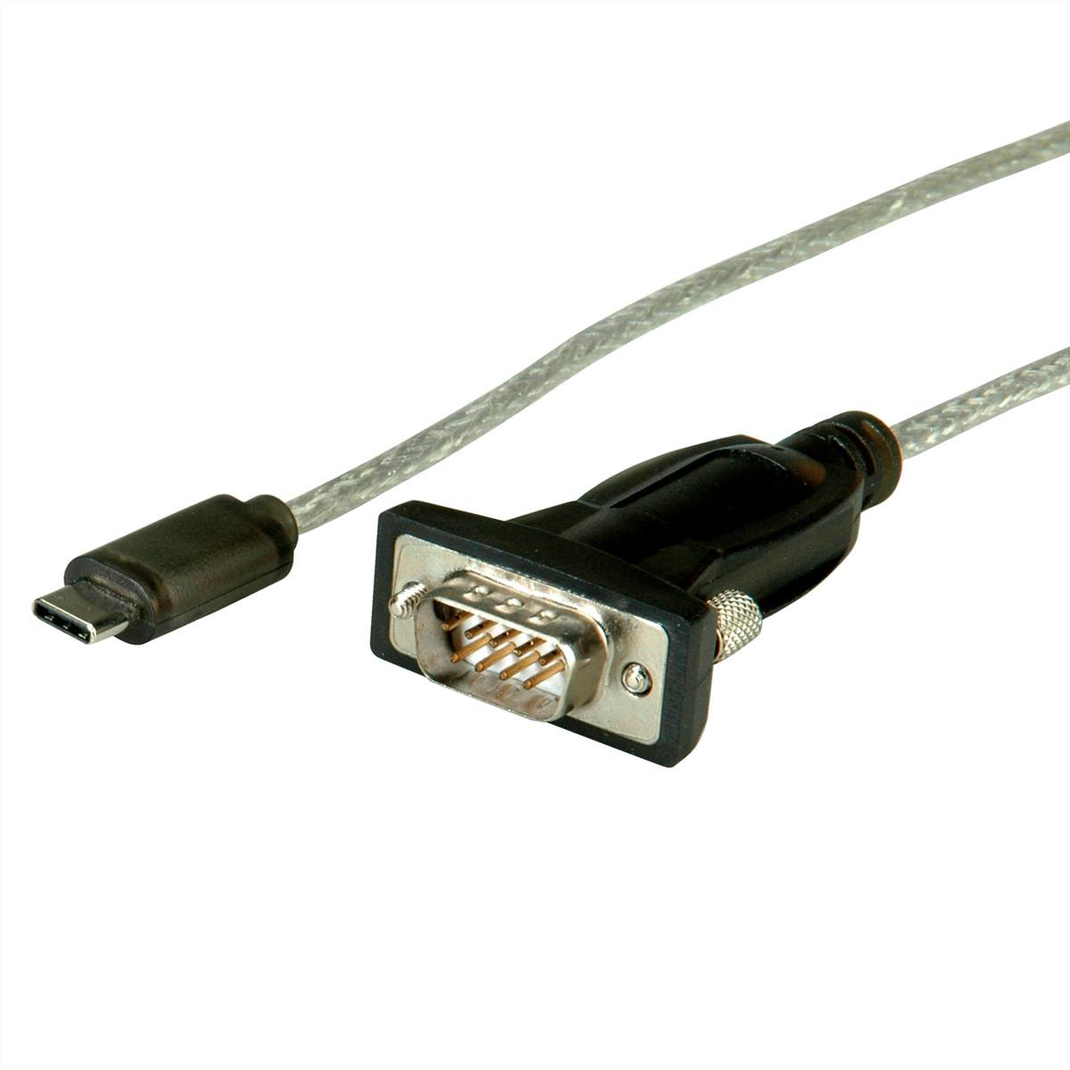 ROLINE USB - Seriell Konverter-Kabel, Typ C - RS232, schwarz, 1,8 m Adapter, Terminatoren, Konverter