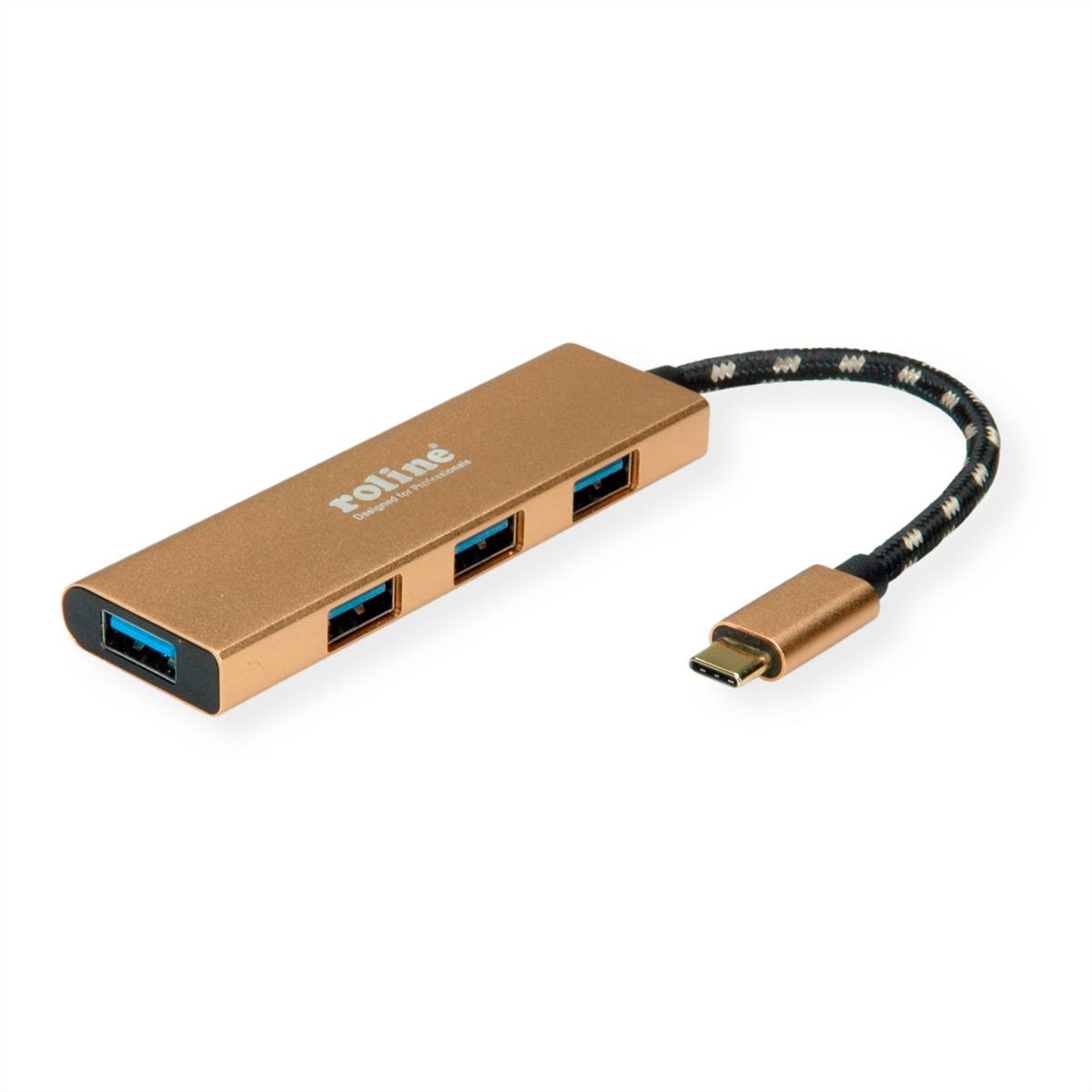ROLINE GOLD USB 3.2 Gen 1 Hub, 4fach, Typ C Anschlusskabel Eingabe / Ausgabe Dockingstations und