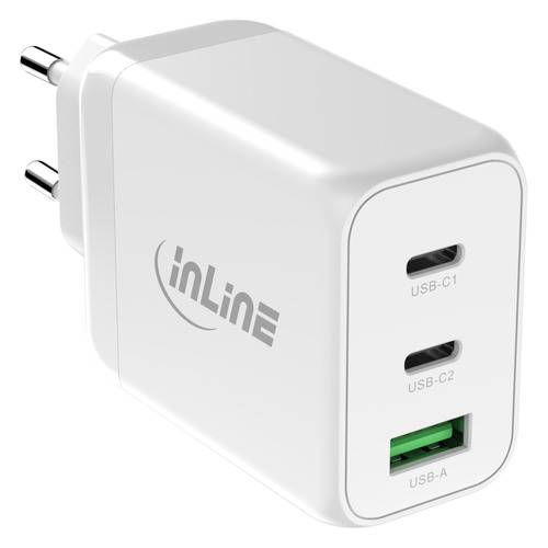 InLine® USB PD Netzteil, GaN Ladegerät, 3-Port, Dual USB-C+USB-A, 65W, weiß Strom / Energie / USB