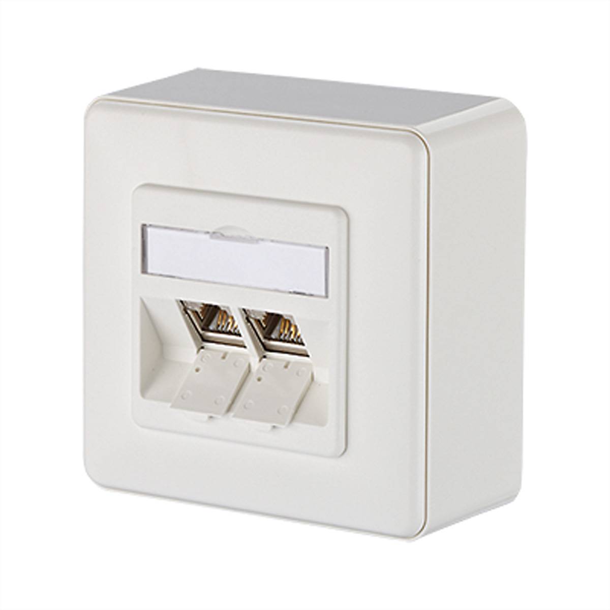 METZ CONNECT Dose AP/2 reinweiss E-DAT Modul 2 Ports, Cat.6 (Class E) Netzwerk-Infrastruktur