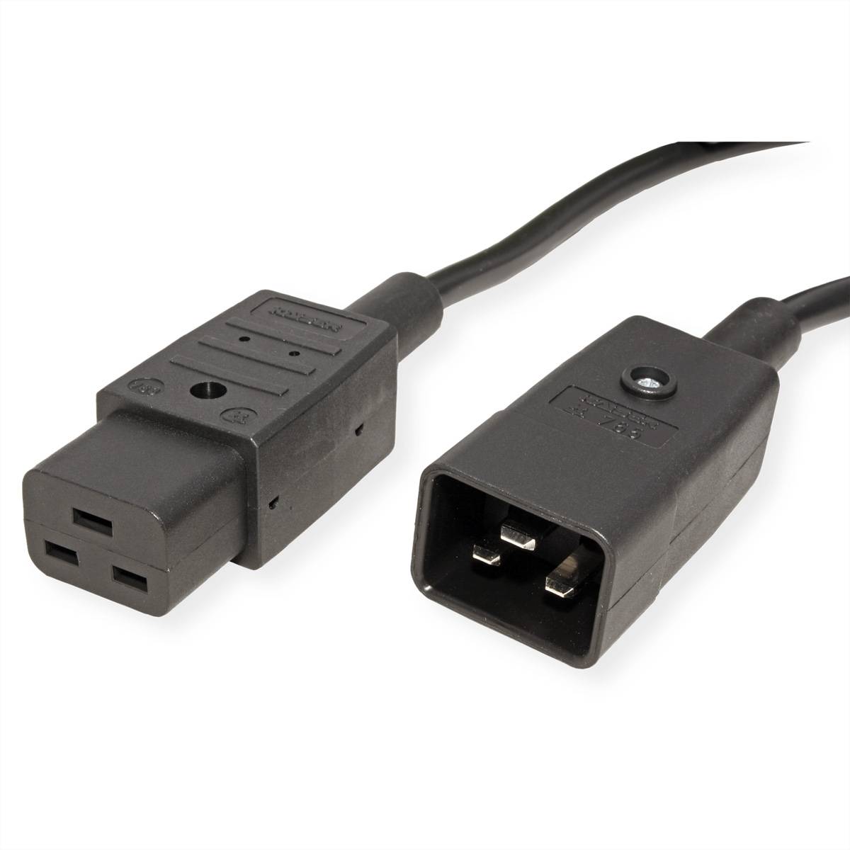 BACHMANN Netzkabel IEC320/C19-C20 16A/250V Kaltgeräteanschluss, schwarz, 1 m Stromkabel
