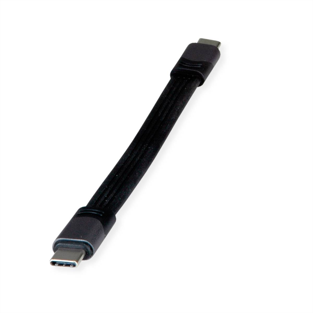 ROLINE USB4 Gen3x2 Kabel, USB C-C, ST/ST, 8K UHD-2, 40Gbit/s, 100W, extra-flach, schwarz, 15 cm USB