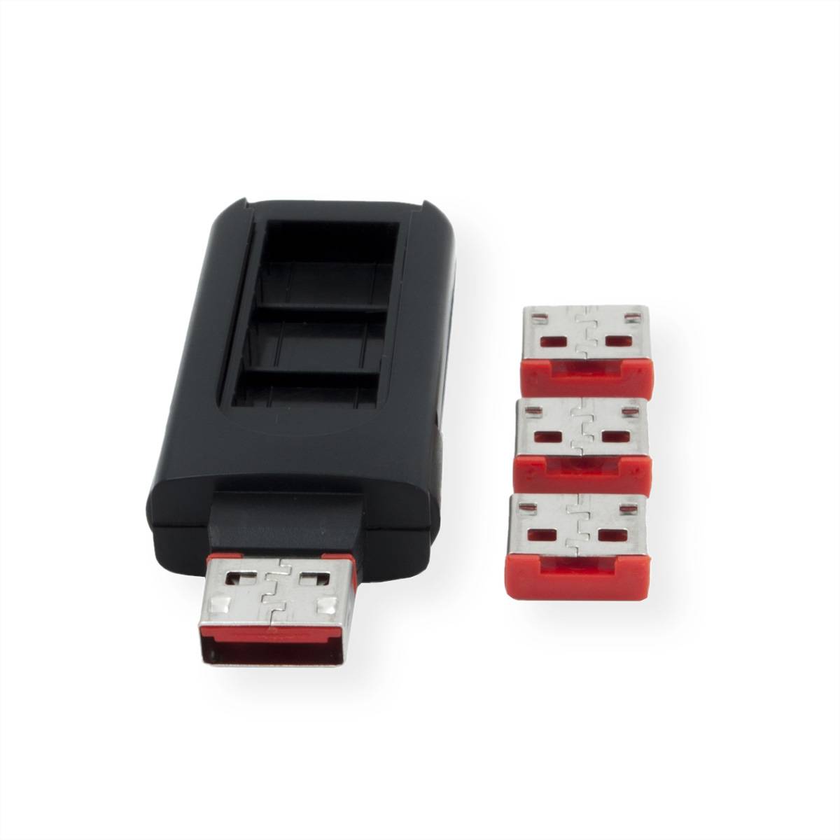 EXSYS EX-1114-R, 4x USB Schloss, 1x Schlüssel Mobiles Zubehör Abdeckungsschutz für USB