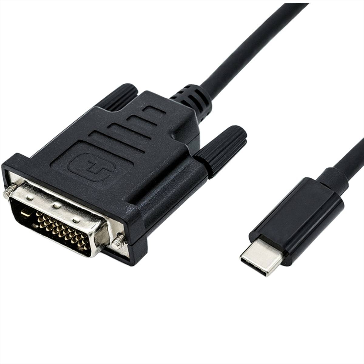 ROLINE USB Typ C - DVI Adapterkabel, ST/ST, 1 m Adapter, Terminatoren, Konverter USB-DVI Adapter