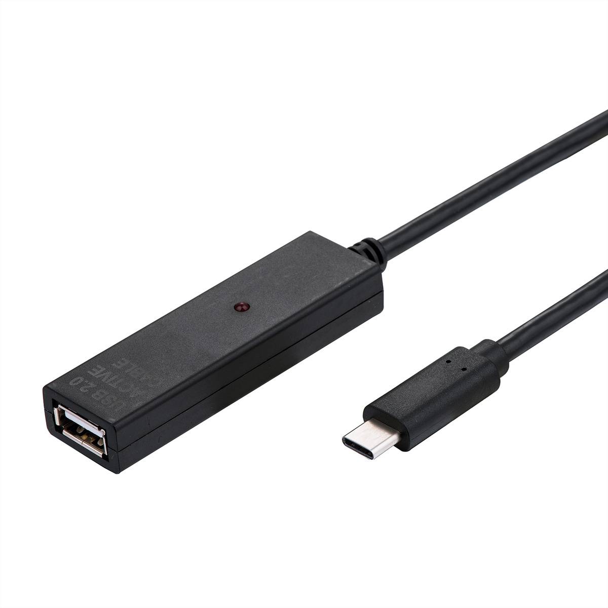 VALUE USB 2.0 Verlängerung, aktiv, mit Repeater, A-C, schwarz, 15 m Adapter, Terminatoren