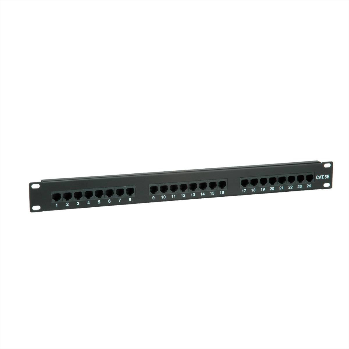 VALUE Cat.5e (Class D) 19-Zoll-Patchpanel, 24P, ungeschirmt, schwarz Netzwerk-Infrastruktur