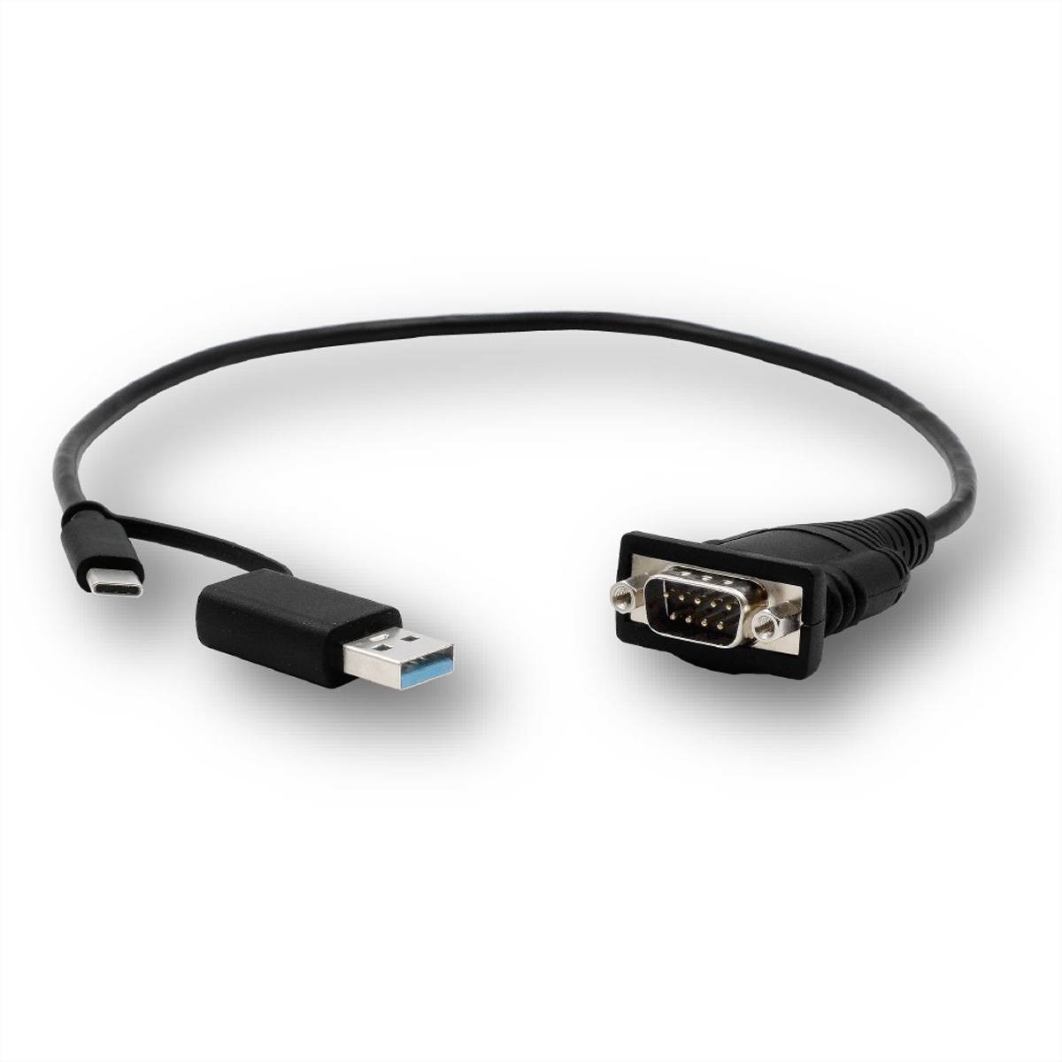 EXSYS EX-23001 USB 2.0 mit C- und A-Stecker zu 1 x Seriell RS-232 Kabel mit 9 Pin Stecker FTDI