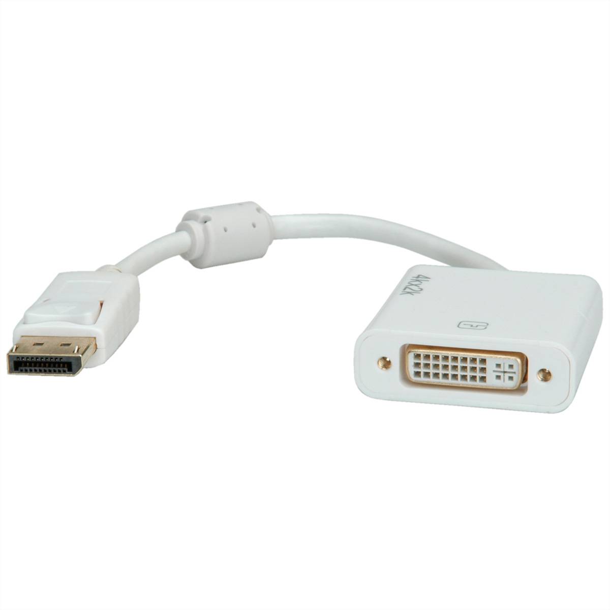 ROLINE 4K DisplayPort-DVI Adapter, DP Stecker-DVI Buchse Terminatoren, Konverter Adapter