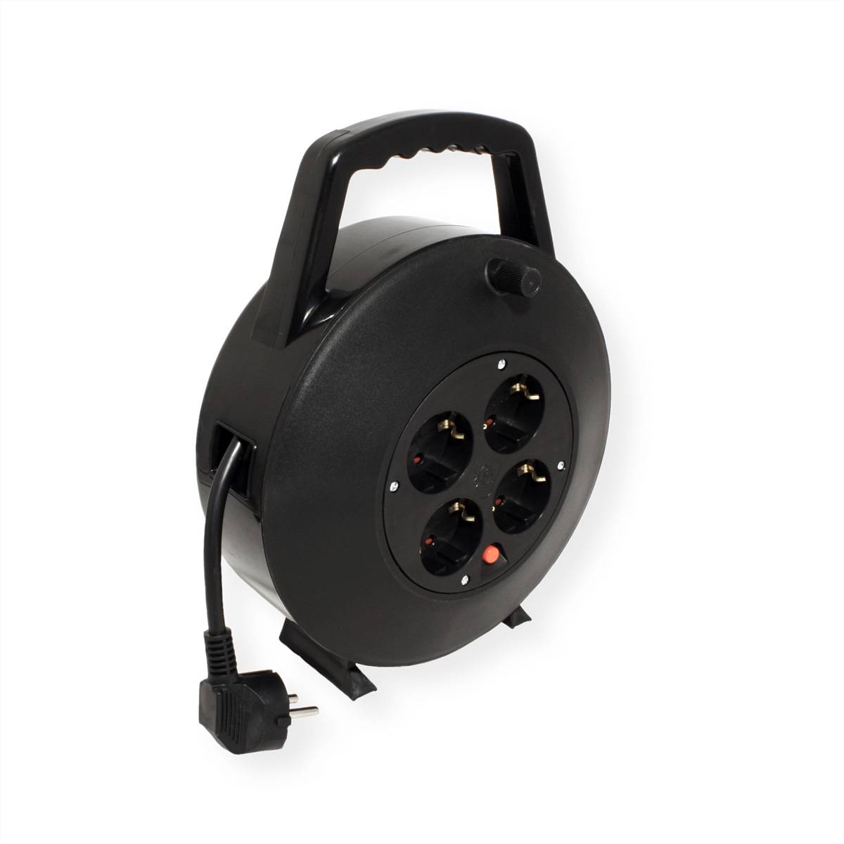 BACHMANN Schutzkontakt-Aufrollkabelbox 4fach AC230V Kabel, 10 m Steckdosenleisten Kabeltrommel