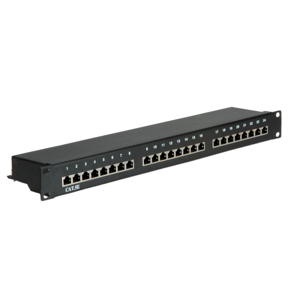 VALUE Cat.5e (Class D) 19-Zoll-Patchpanel, 24P, geschirmt, schwarz Netzwerk-Infrastruktur