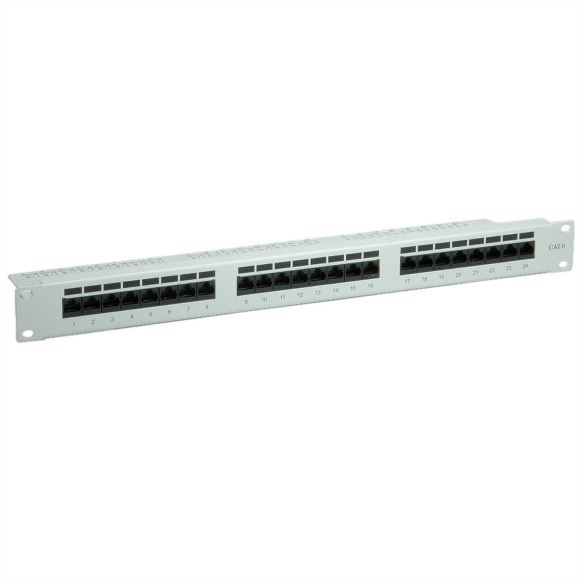 VALUE Cat.6 (Class E) 19-Zoll-Patchpanel, 24P, ungeschirmt, grau Netzwerk-Infrastruktur Patchfelder