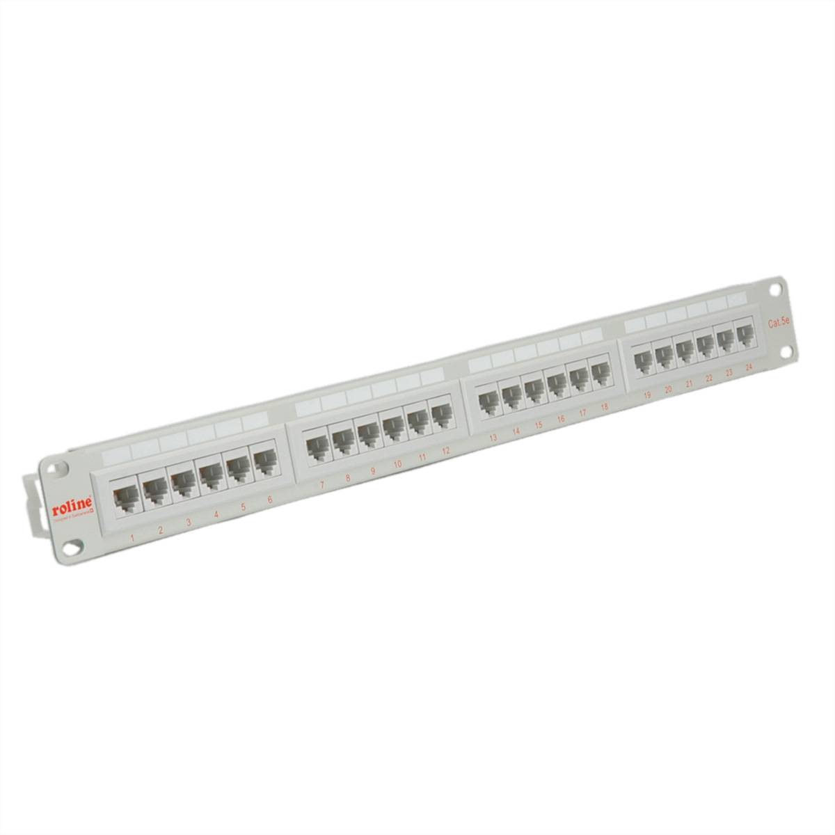 ROLINE Cat.5e (Class D) 19-Zoll-Patchpanel, 24 Ports, UTP, grau Netzwerk-Infrastruktur Patchfelder