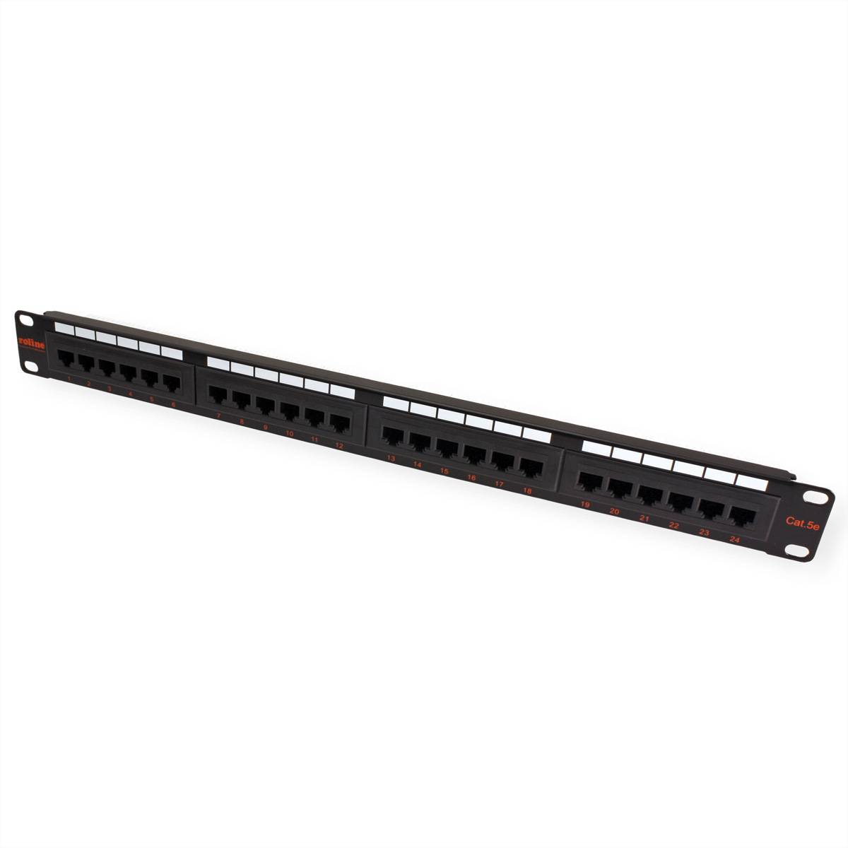 ROLINE Cat.5e (Class D) 19-Zoll-Patchpanel, 24 Ports, UTP, schwarz Netzwerk-Infrastruktur